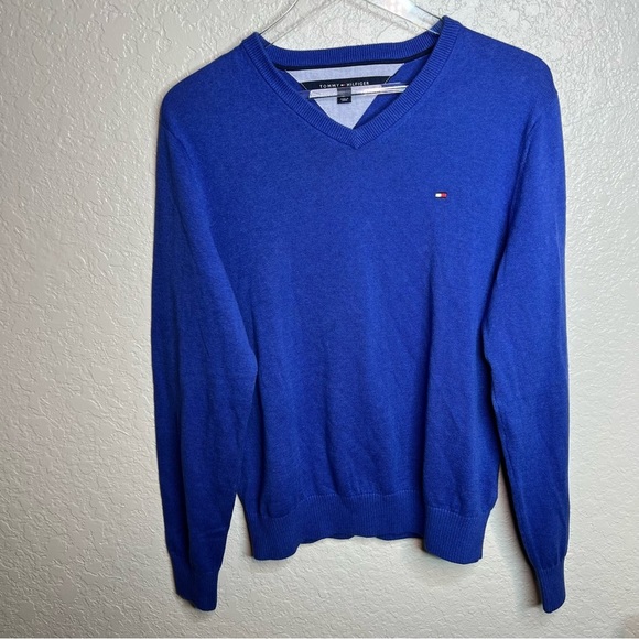 Blue Long Sleeve Tommy Hilfiger Men’s Pullover Sweater - Picture 2 of 7